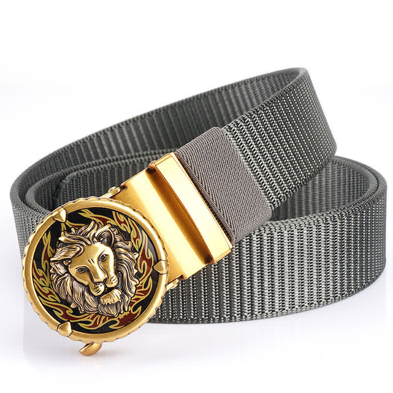 Praktischer Nylongürtel für Herren mit Löwenkopfmuster - Grau / Gold - 48" - image 11