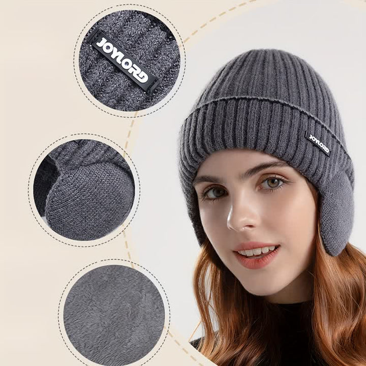 Unisex Hut mit einfarbigen Ohrenklappen, elastisch und verdickt, gestrickt