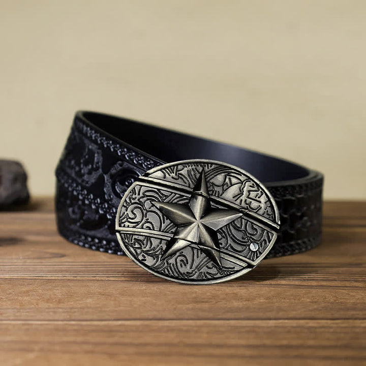 DIY-Ledergürtel für Herren mit verstecktem Pentagramm-Klappmesser