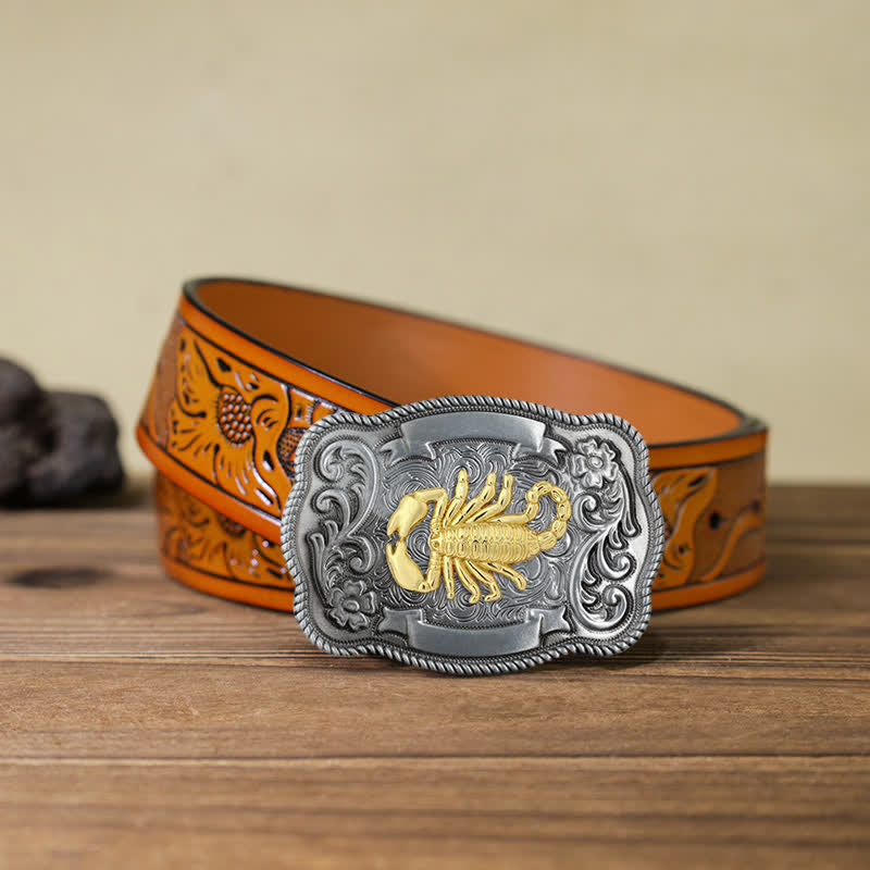 Herren DIY Ledergürtel mit goldener Tierschnalle