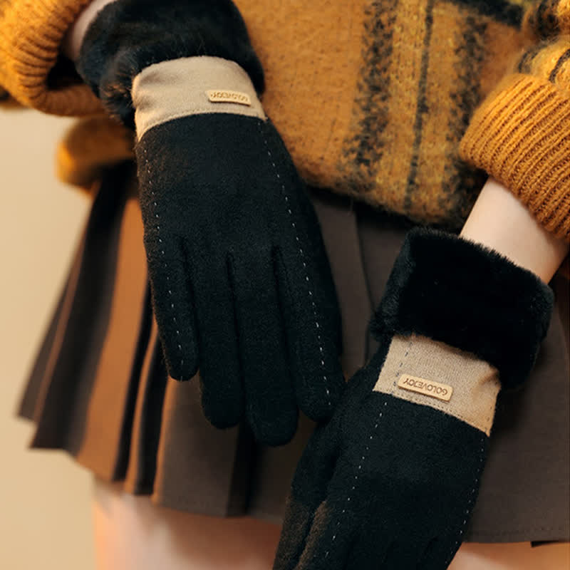 Damen weiche Plüsch gemütliche Herz-Touchscreen-Handschuhe