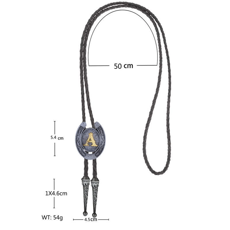 Moderne Western-Hufeisen Anfänglicher Buchstabe A bis Z Bolo Tie