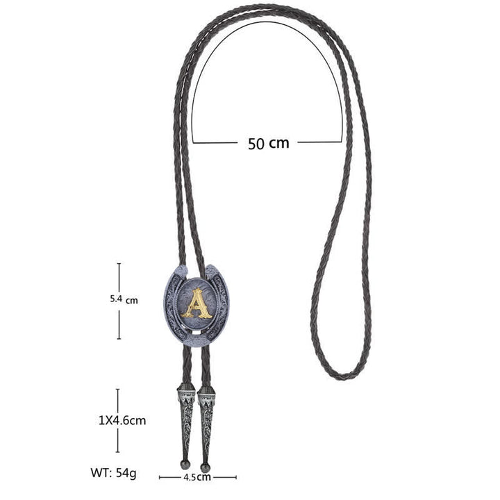 Moderne Western-Hufeisen Anfänglicher Buchstabe A bis Z Bolo Tie