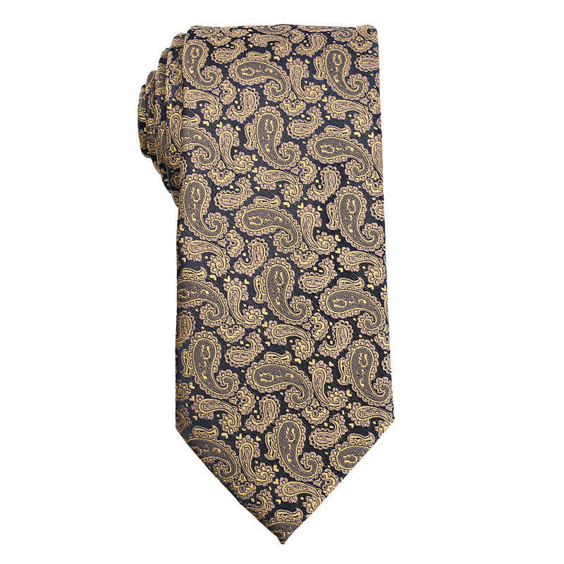 Gold-orangefarbene Paisley-Krawatte für Herren - Gold Paisley - image 2