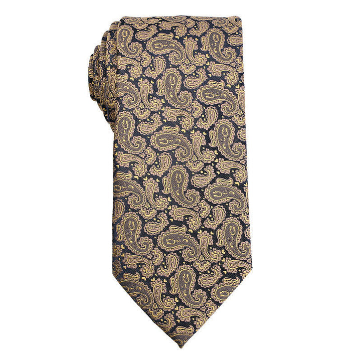 Gold-orangefarbene Paisley-Krawatte für Herren - Gold Paisley - image 2