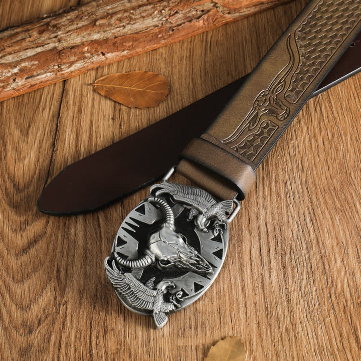 Herren Vintage Bull &amp; Dual Eagles Ledergürtel