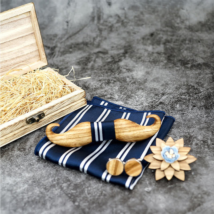 4er-Set Holzfliegen Burlywood Mustache für Herren