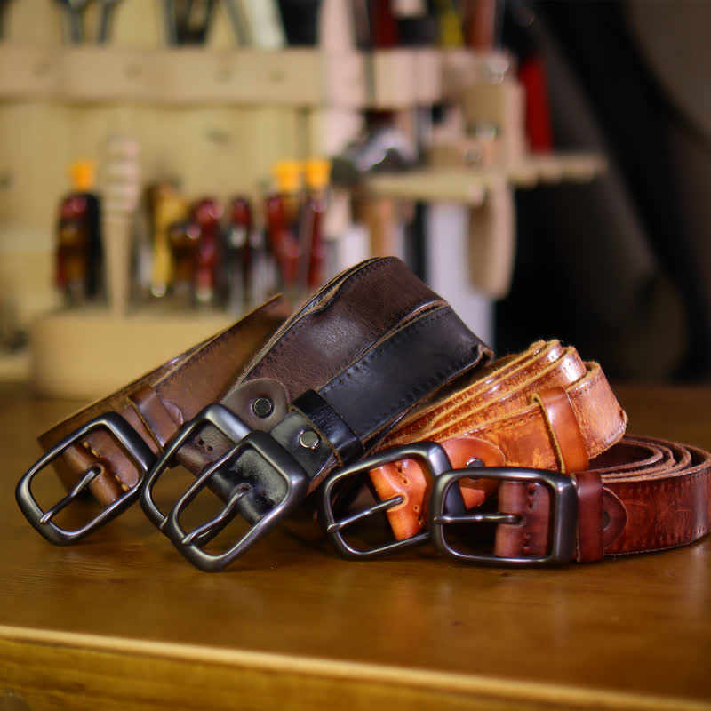 Herren-Ledergürtel im Western-Distressed-Stil - image 1