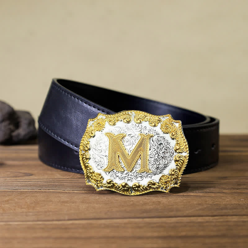 DIY-Ledergürtel für Herren mit goldener Anfangsbuchstabenschnalle - M - Schwarzer PU-Gürtel (40) - image 4