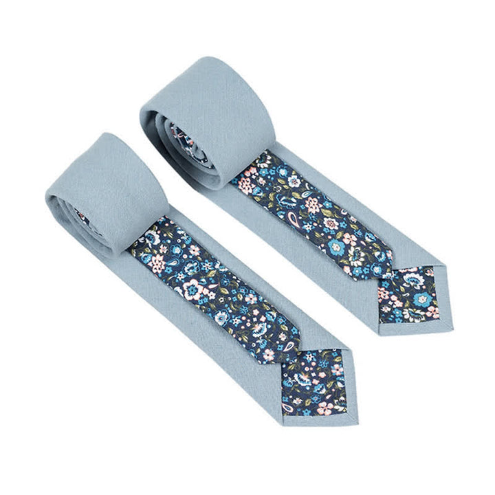 Herren Neuartiger Karo-Blumen-Patchwork-Krawatte - Hellblau - image 17