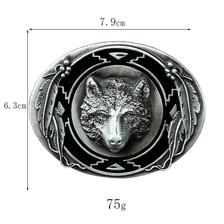 Herren DIY Lebendige Wolfskopf-Schnalle Ledergürtel