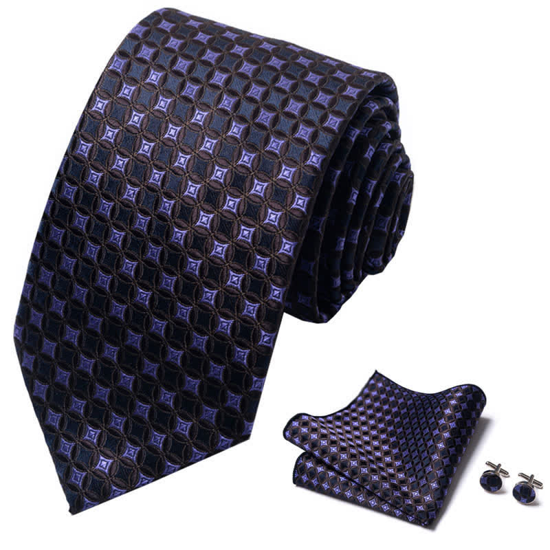3-er Set Herren Krawatten in Lila &amp; Braun mit geometrischem Muster 