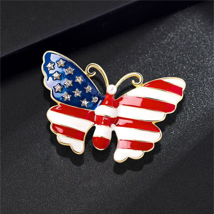 Herren-Brosche mit amerikanischer Flagge und Schmetterling