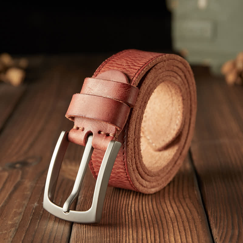 Klassischer strukturierter Cowboy-Ledergürtel für Herren - Braun - 46 - image 11