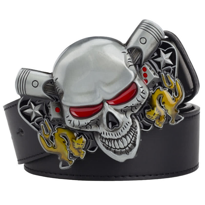 Herren Punk Biker Skull Demon Clown Ledergürtel