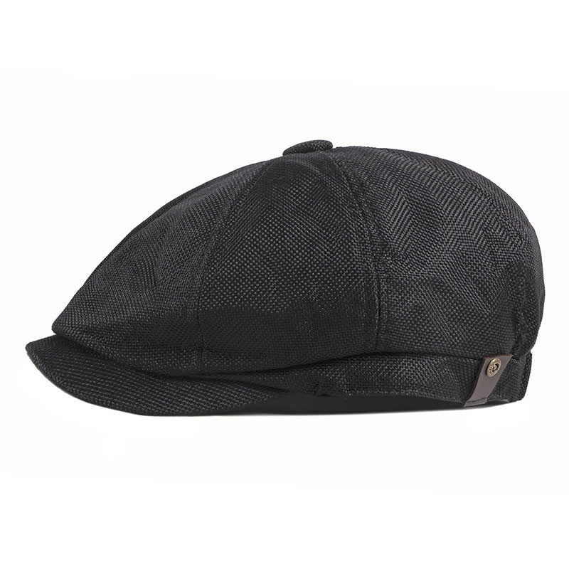 Achteckige, dünne, atmungsaktive Baskenmütze mit elastischem Band - Schwarz - Verstellbar (ca. 22"-24") - image 4