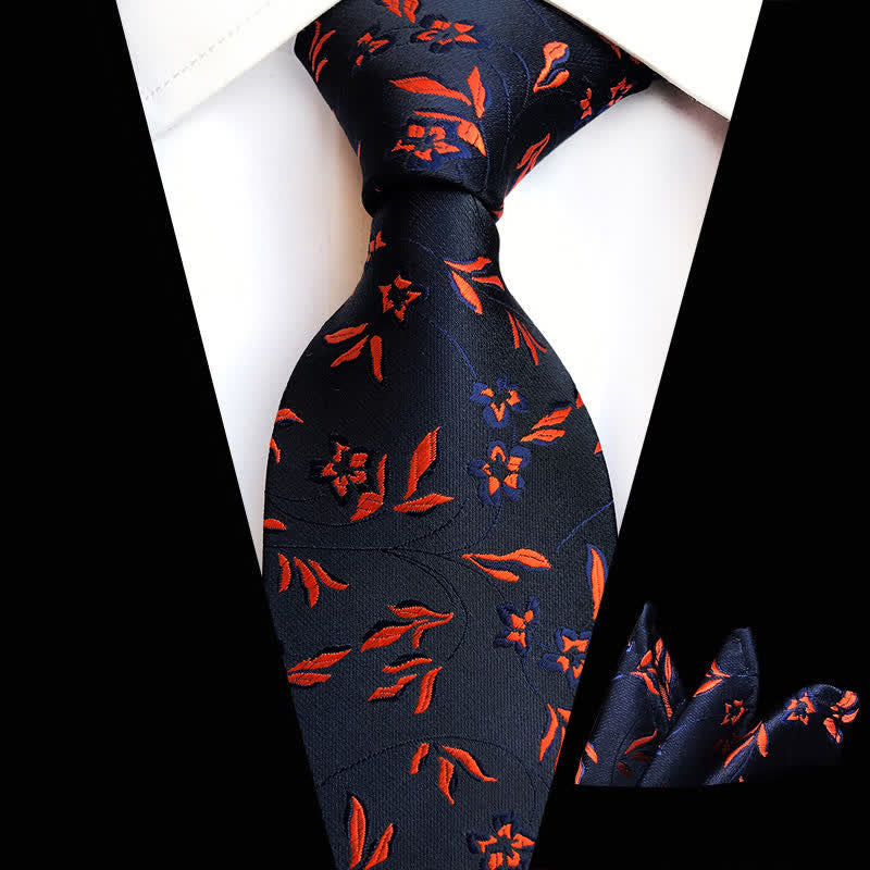 2 Stück Männer Brennende Flamme Blumen Krawatte Set - Kastanienbraun - image 0