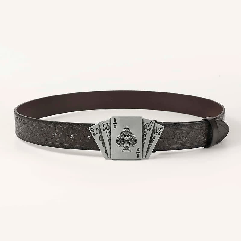 Herren Spielkarten Poker Glücksspiel Leder Gürtel