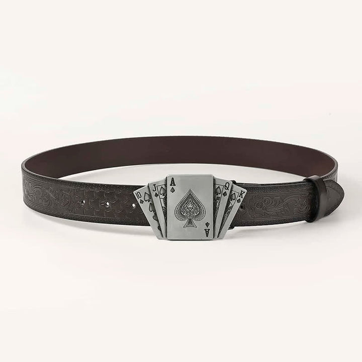 Herren Spielkarten Poker Glücksspiel Leder Gürtel