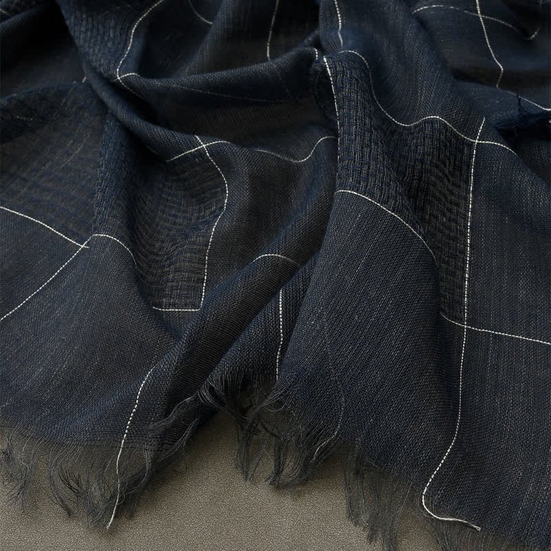 Zweifarbiger Patchwork Karierter Schal mit Fransen für Männer