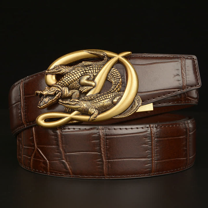 Herren Krokodilschnalle Alligator-Muster Ledergürtel