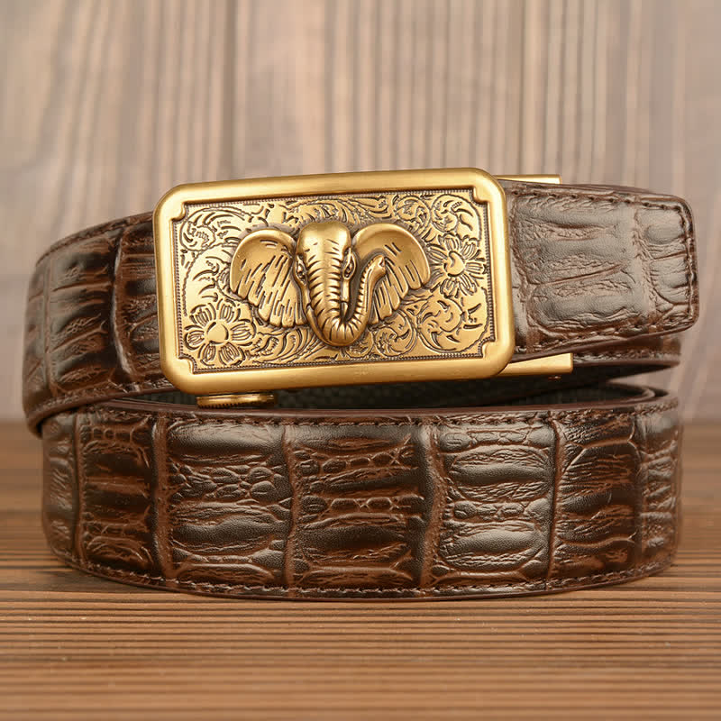 Herren Punk Elefant Alligator Muster Ledergürtel