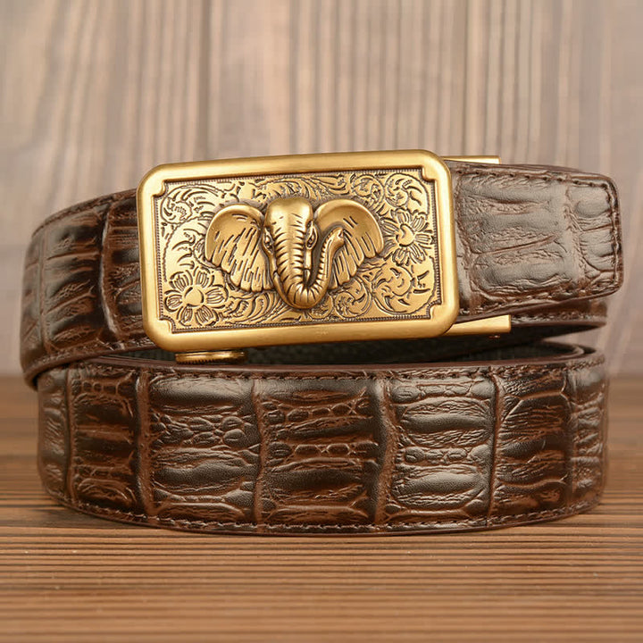 Herren Punk Elefant Alligator Muster Ledergürtel