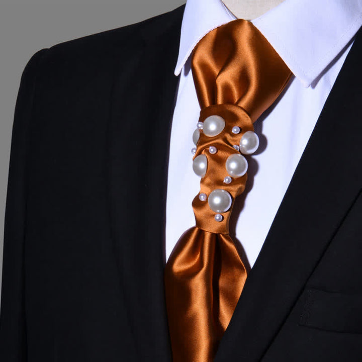 Vintage-Perlen-Hochzeitskrawatte für Herren - Orange - image 17
