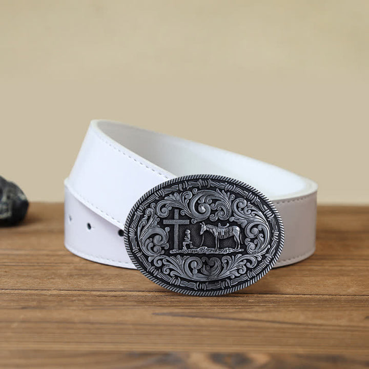 DIY Gebets Cowboy oval Schnallengürtel für Herren