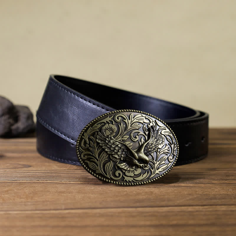 Herren DIY Tier Fliegende Adler Schnalle Ledergürtel