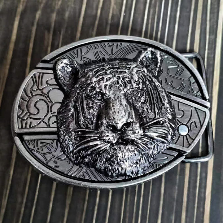DIY-Leopardenkopf-Ledergürtel für Herren mit verstecktem Klappmesser