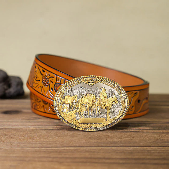 Herren DIY Cowboy Ritter Führt Pferd Schnalle Ledergürtel