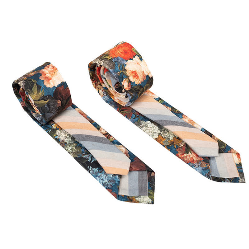 Herren Neuartiger Karo-Blumen-Patchwork-Krawatte - Orange Floral - image 38