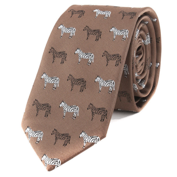 Herren-Krawatte mit Tier-Poker-Motiven - Braunes Zebra - image 5