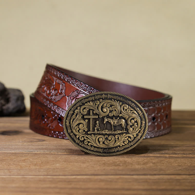 DIY Gebets Cowboy oval Schnallengürtel für Herren