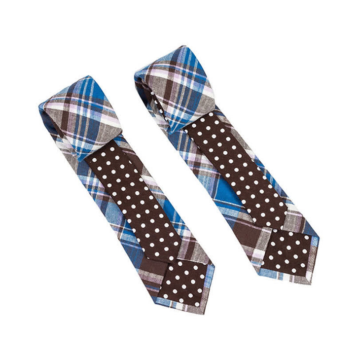 Herren Neuartiger Karo-Blumen-Patchwork-Krawatte - Kaffee Kariert - image 31