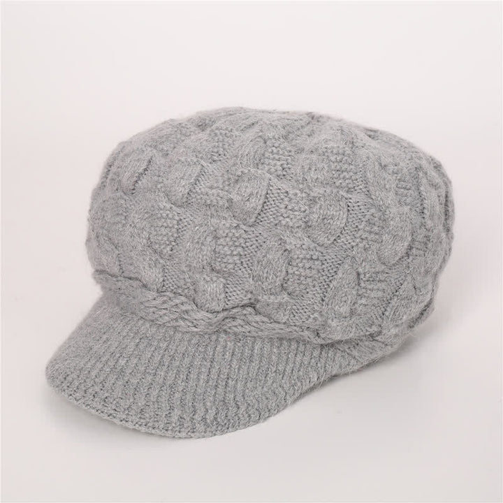 Damen Beanie-Hut mit lockerem flauschigem Futter und Schirm