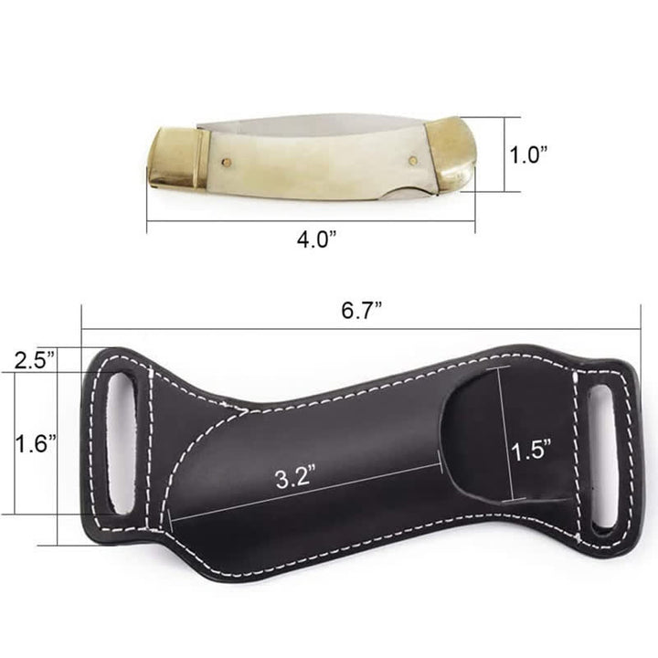 Bogentaschenmesser-Träger Lederscheide Gürteltasche