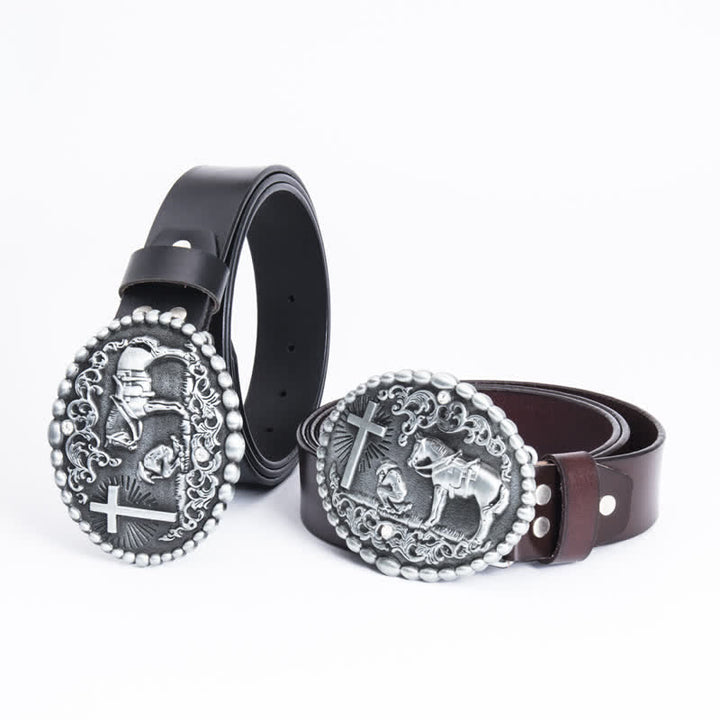 Herren Steed Kreuz Knien Gebet Ledergürtel