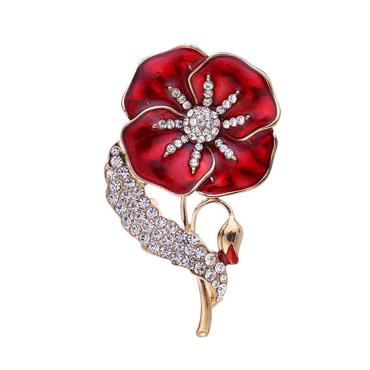 Unisex Strass Mohnblume Memorial Day Brosche