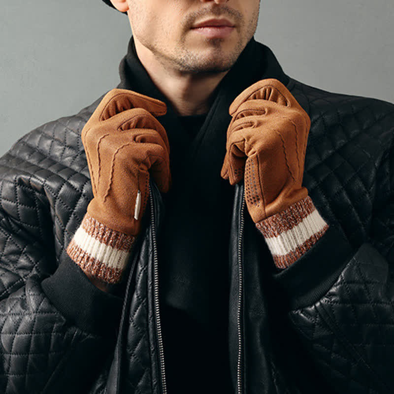 Unisex-Wildleder-Fleece-rutschfeste-Finger-Flip-Handschuhe