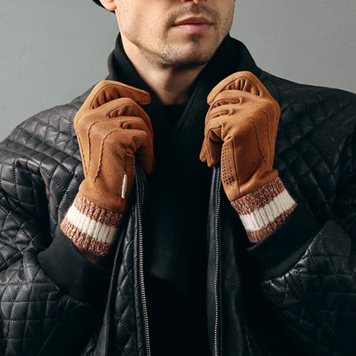 Unisex-Wildleder-Fleece-rutschfeste-Finger-Flip-Handschuhe