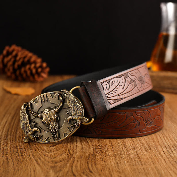 Herren Vintage Bull &amp; Dual Eagles Ledergürtel