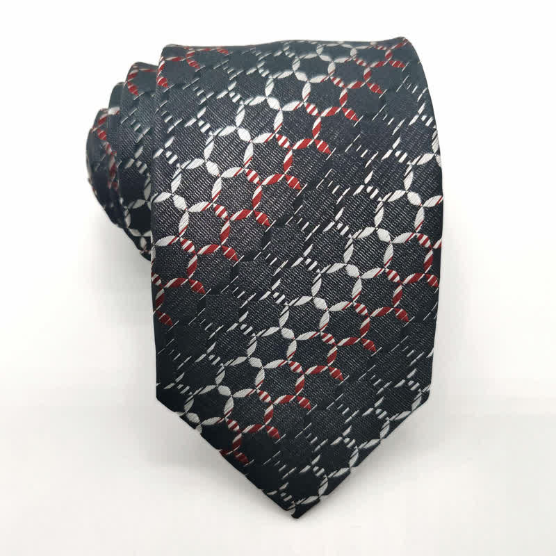 Herren Krawatte aus reiner Seide mit gestreiftem Hexagon-Muster