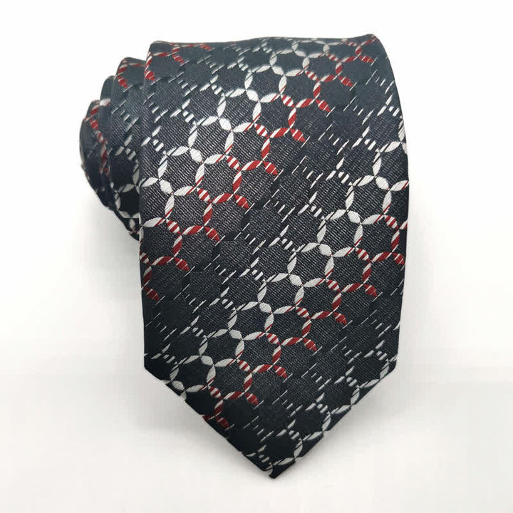 Herren Krawatte aus reiner Seide mit gestreiftem Hexagon-Muster