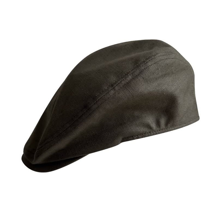Leinen Army green Atmungsaktives Barett Flachkappe
