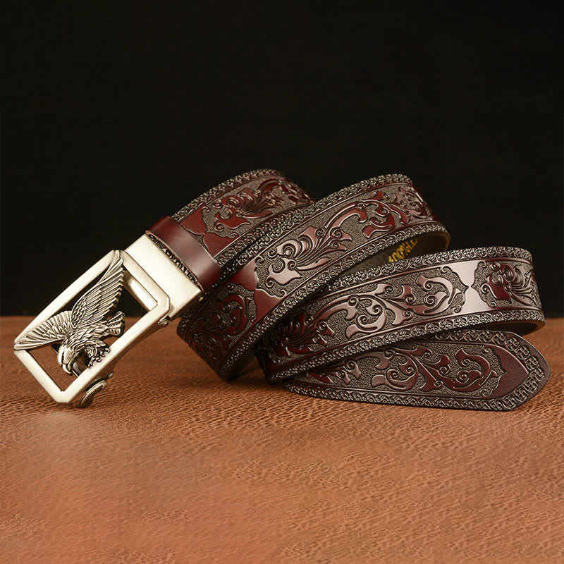 Herren Vintage Gürtel mit Adler Schnalle aus Leder