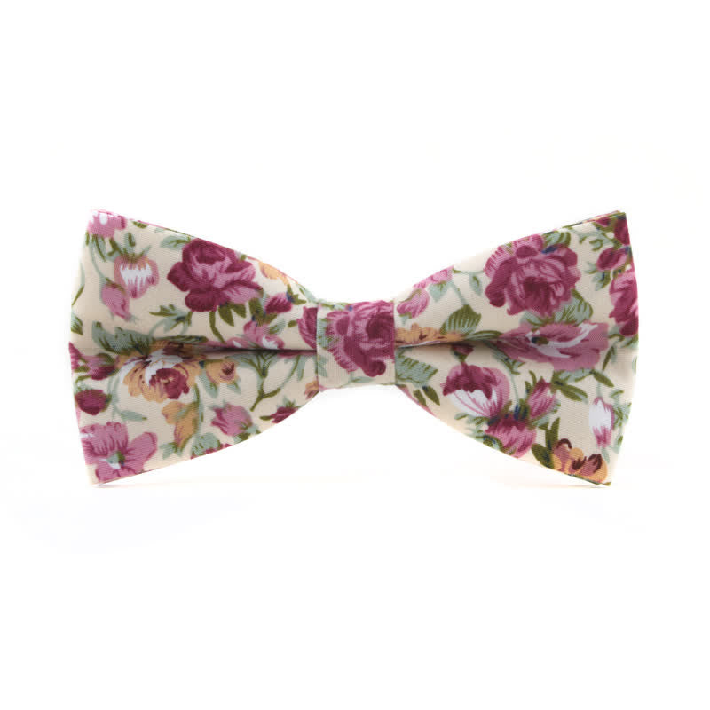 Männerfliege mit Rosenblätternmuster - Elfenbein & Knallpink - image 11