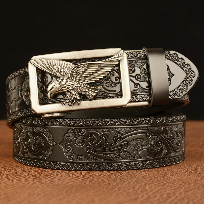Herren Vintage Gürtel mit Adler Schnalle aus Leder