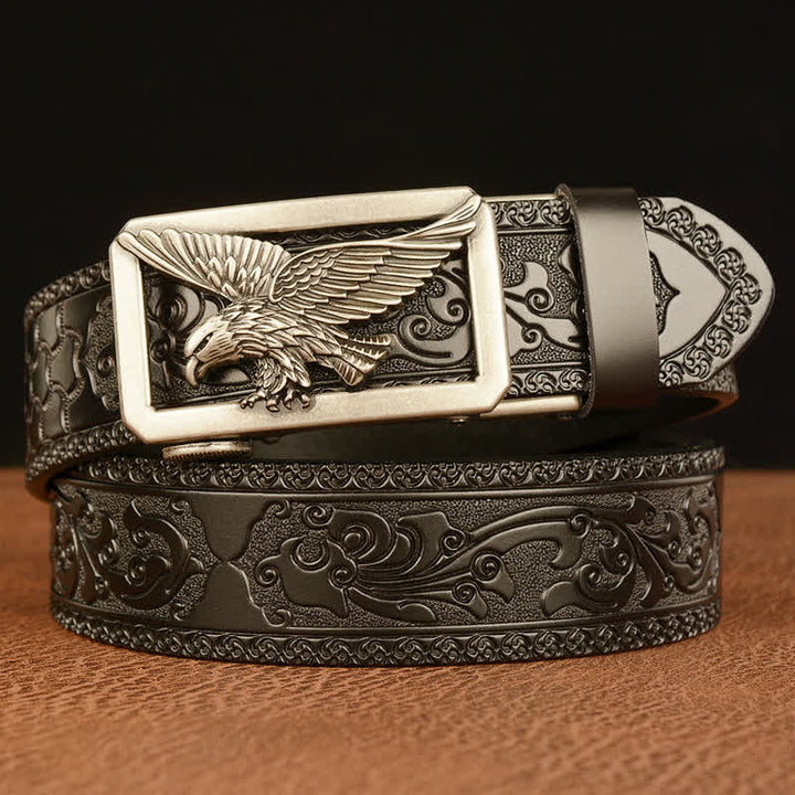 Herren Vintage Gürtel mit Adler Schnalle aus Leder